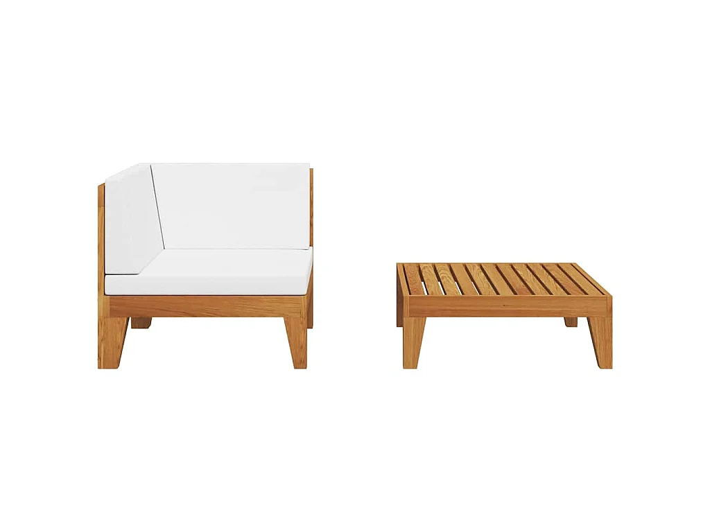 Salon de jardin 2 pcs avec coussins Bois d'acacia solide