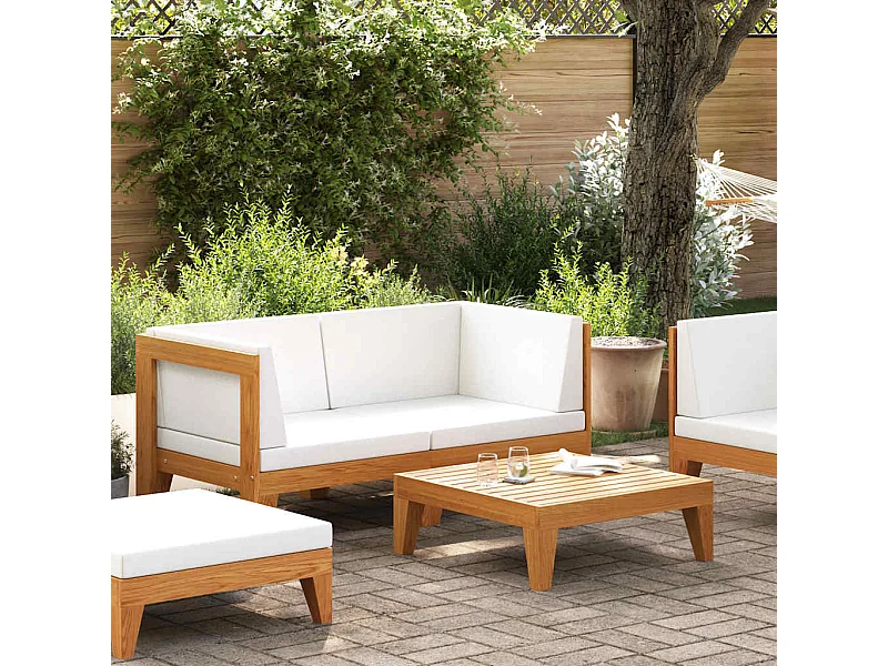 2-tlg. Garten-Lounge-Set mit Auflagen Massivholz Akazie