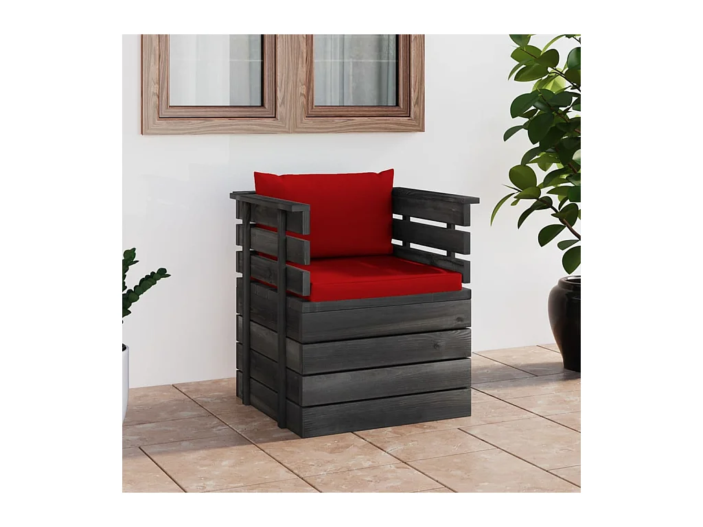 Fauteuil de jardin avec coussins Bois de pin