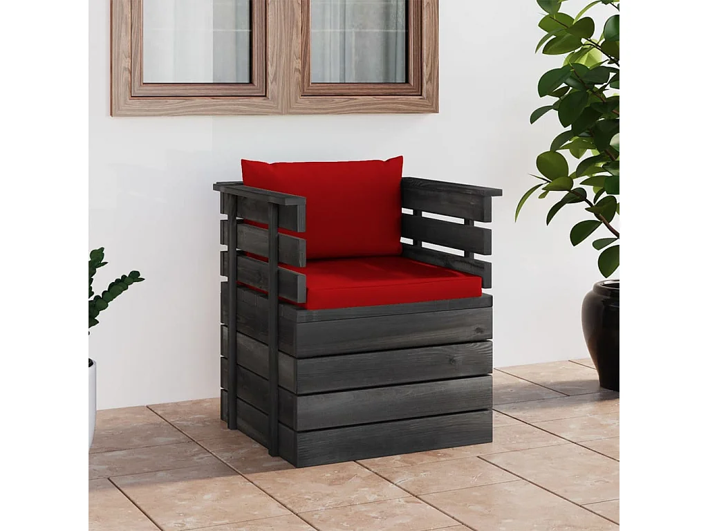 Fauteuil de jardin avec coussins Bois de pin