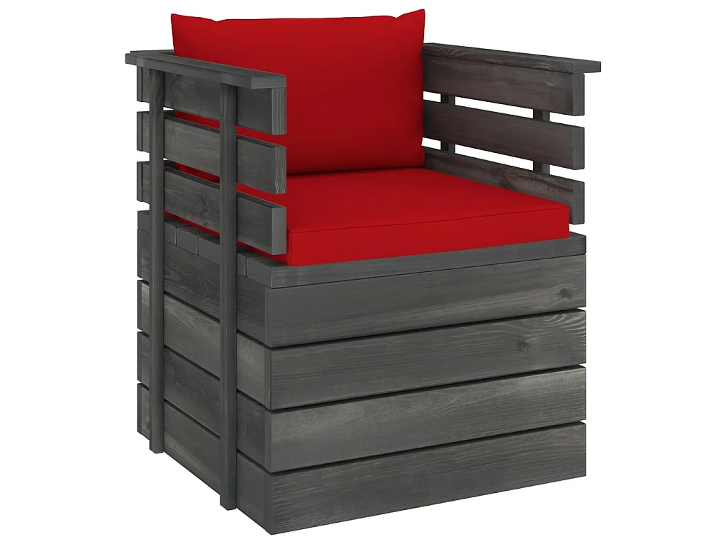 Fauteuil de jardin avec coussins Bois de pin