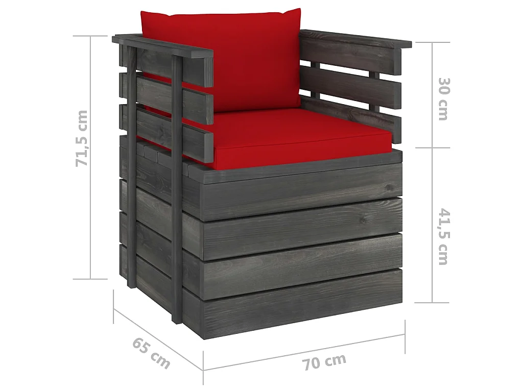 Fauteuil de jardin avec coussins Bois de pin
