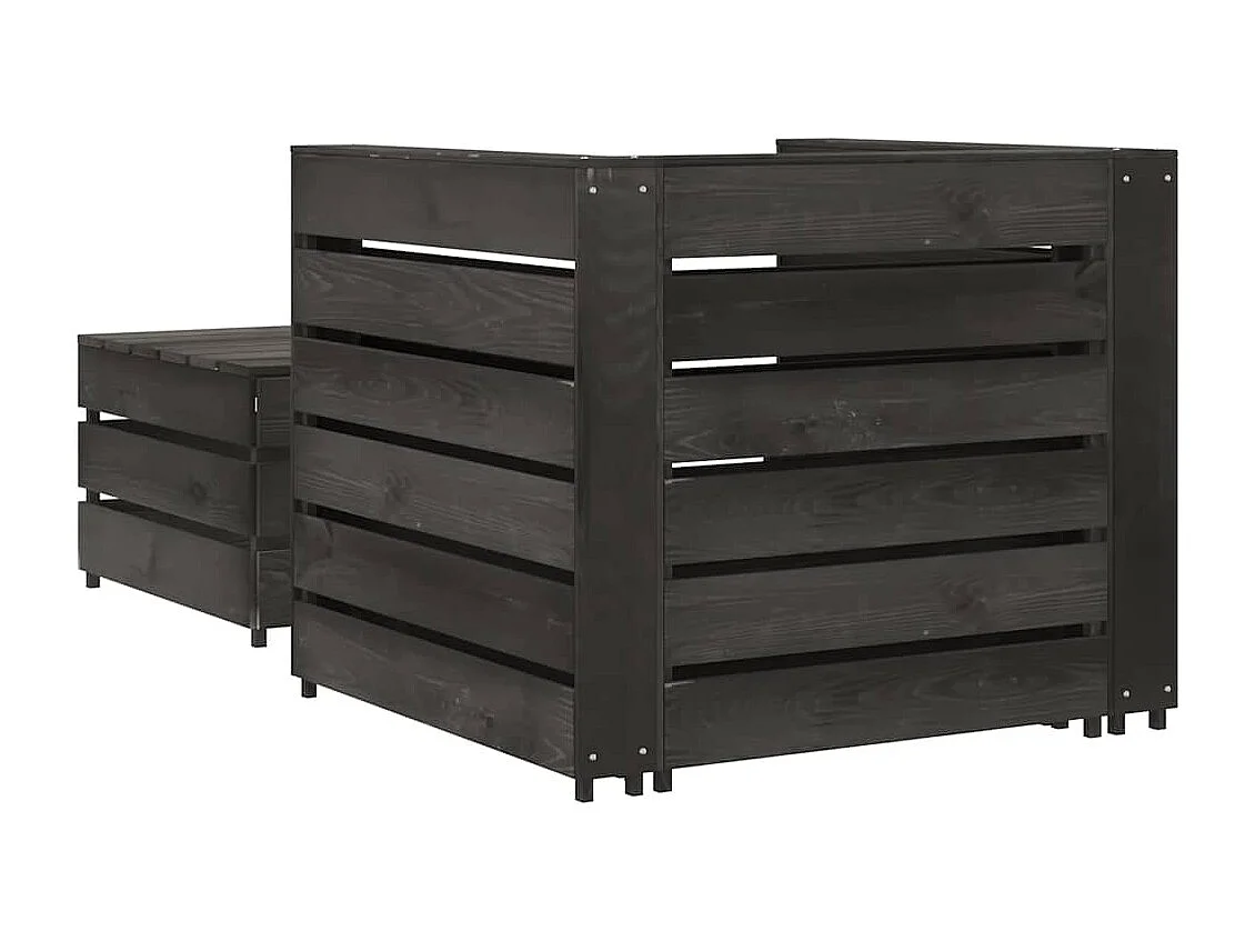 Salon de jardin palette 2 pcs Bois de pin imprégné de gris