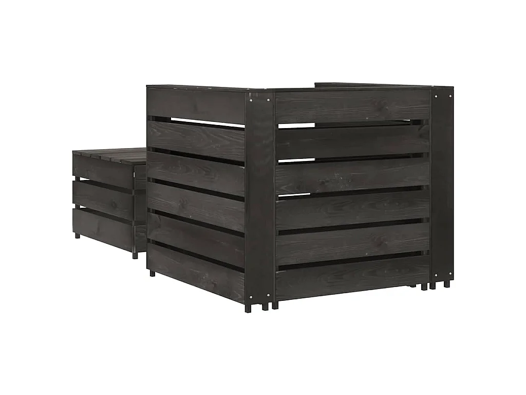 2-delige Loungeset pallet geïmpregneerd grenenhout grijs
