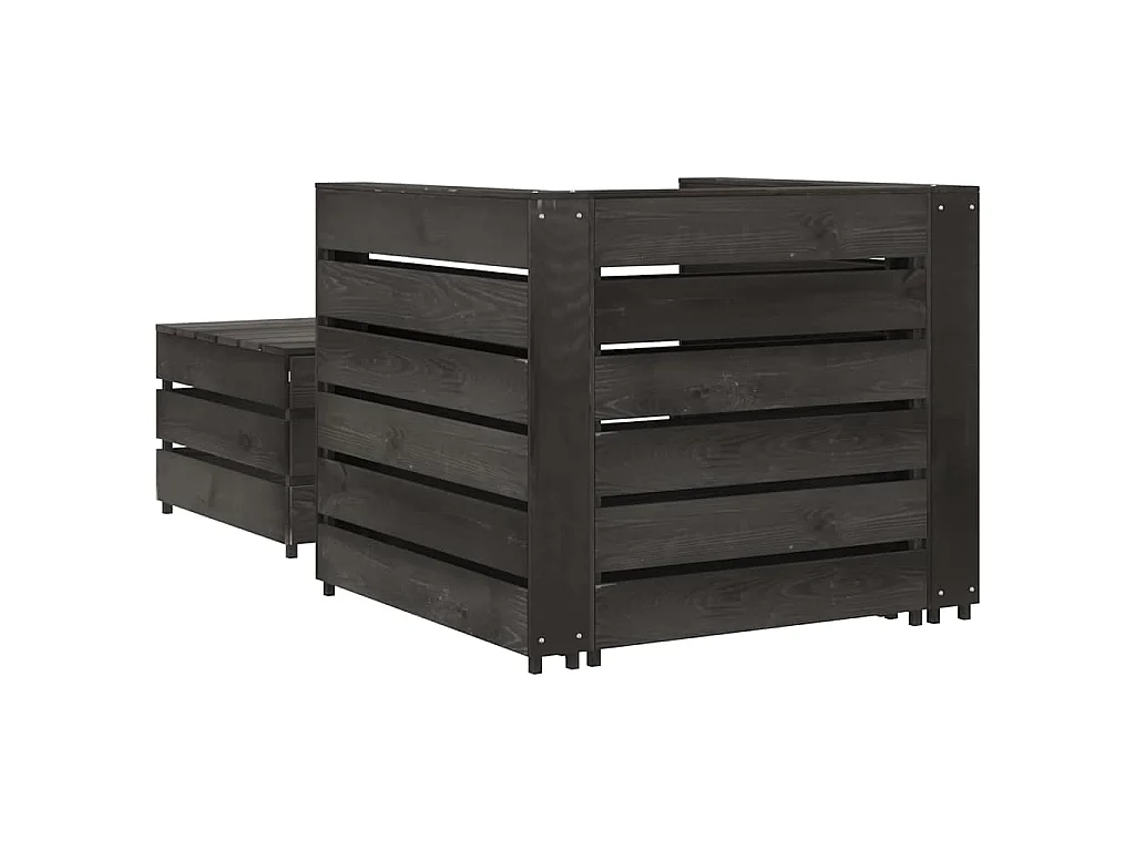 2-delige Loungeset pallet geïmpregneerd grenenhout grijs
