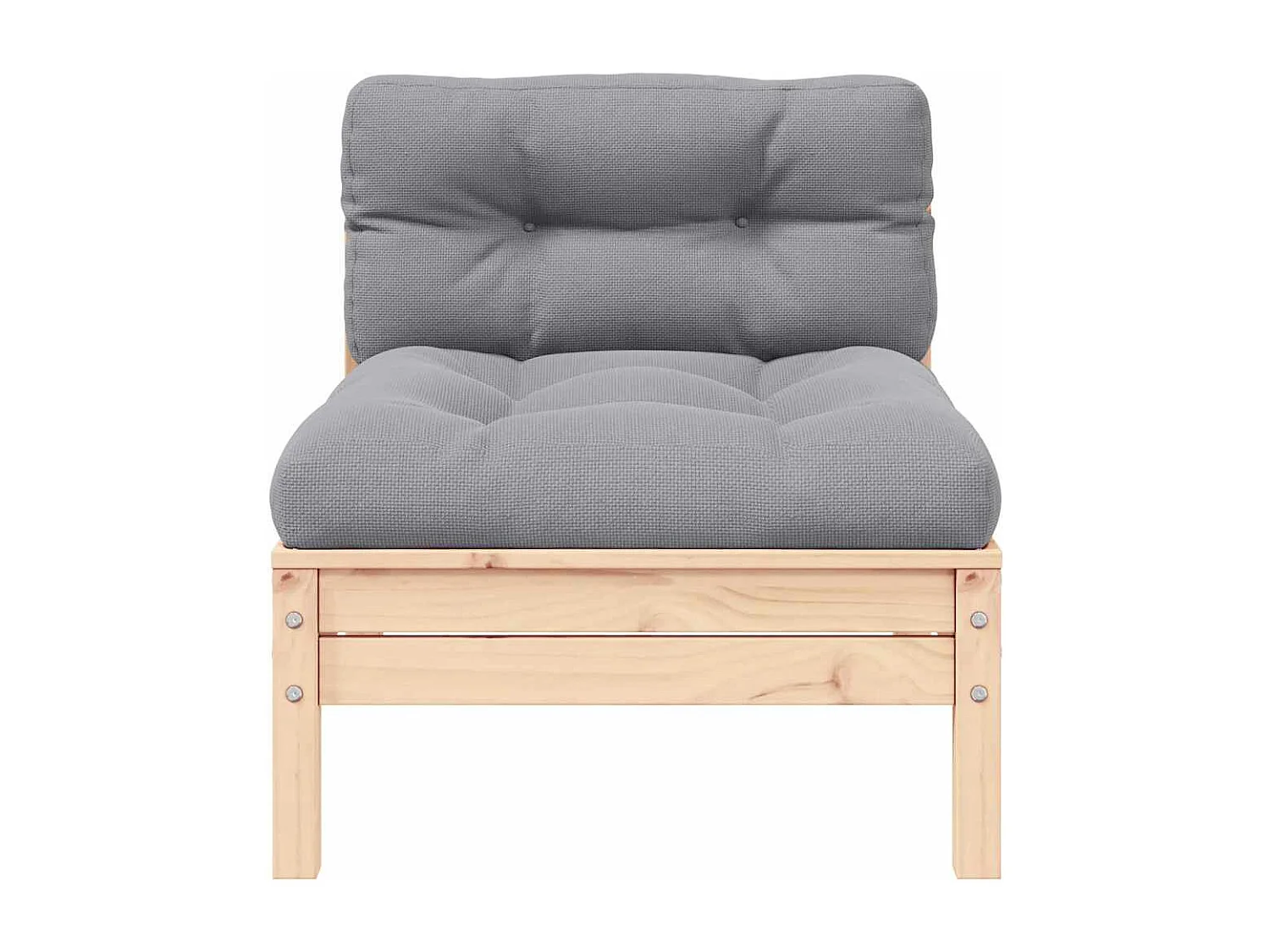 Salon de jardin 3 pcs avec coussins gris Bois de pin solide