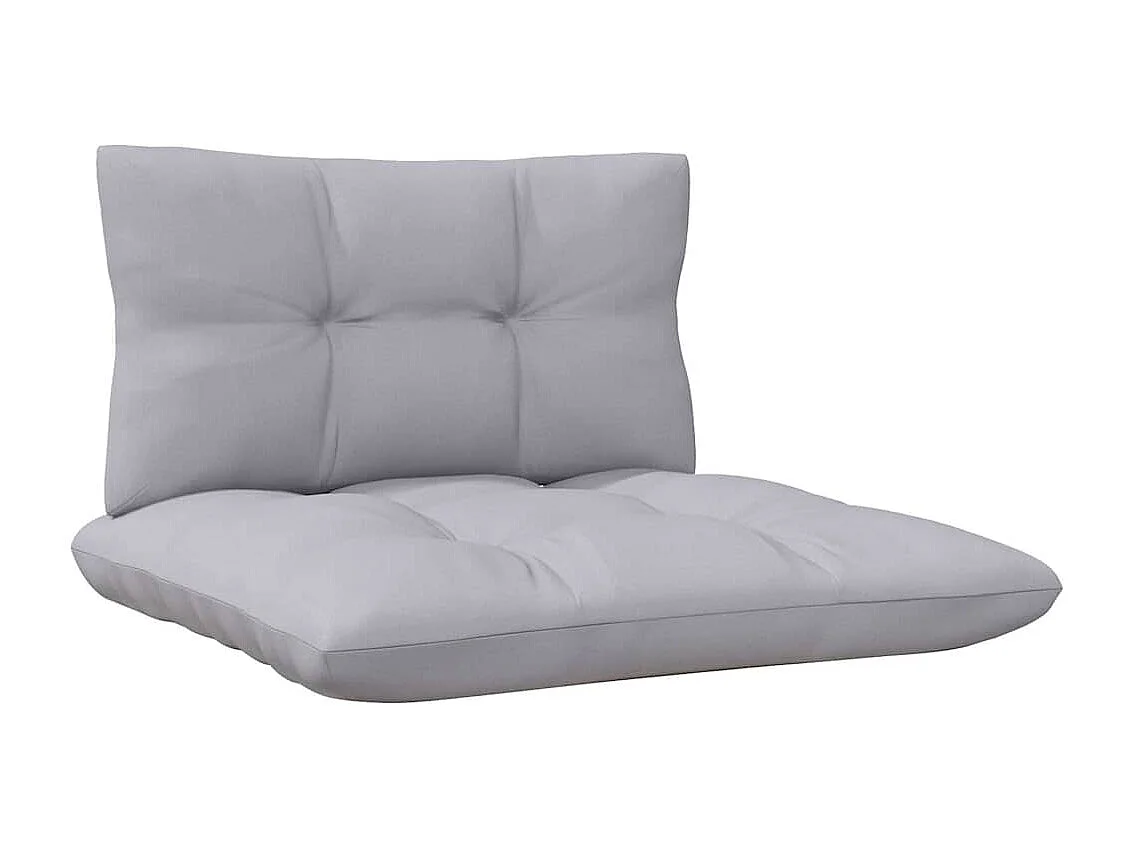 Salon de jardin 3 pcs avec coussins gris Bois de pin solide