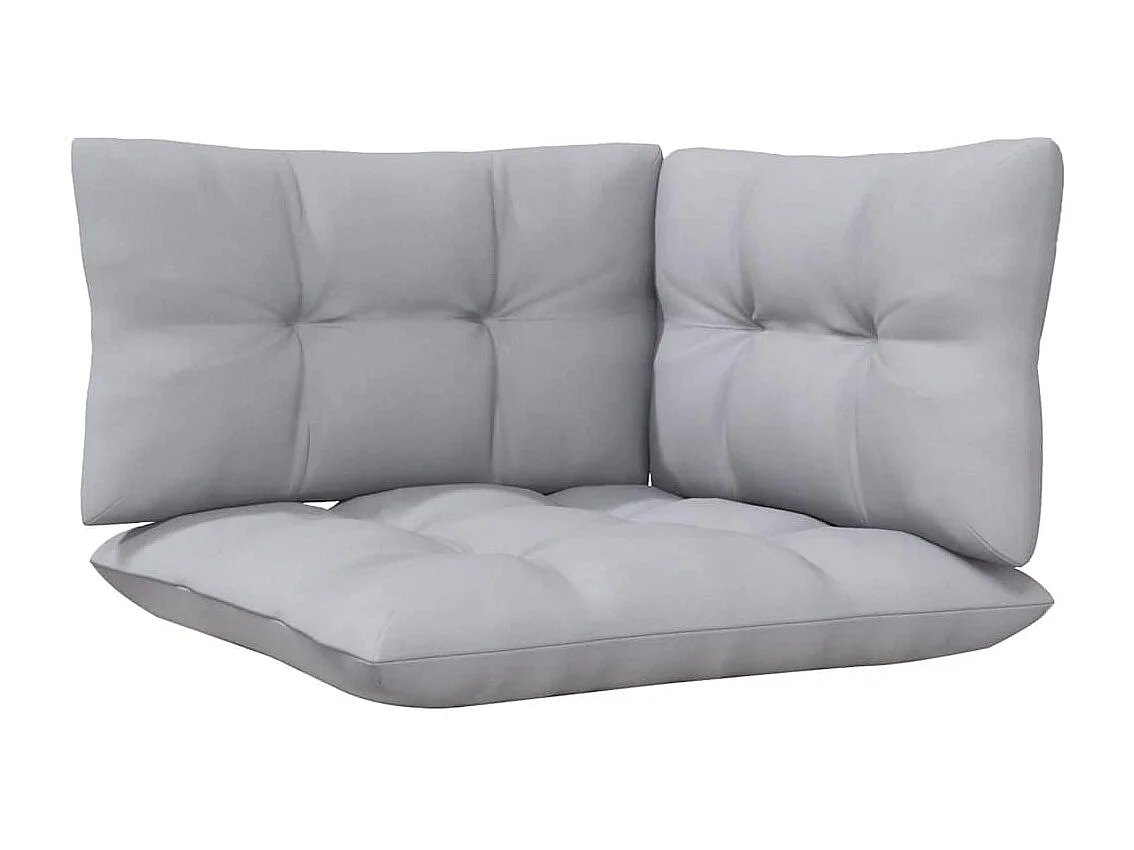 Salon de jardin 3 pcs avec coussins gris Bois de pin solide