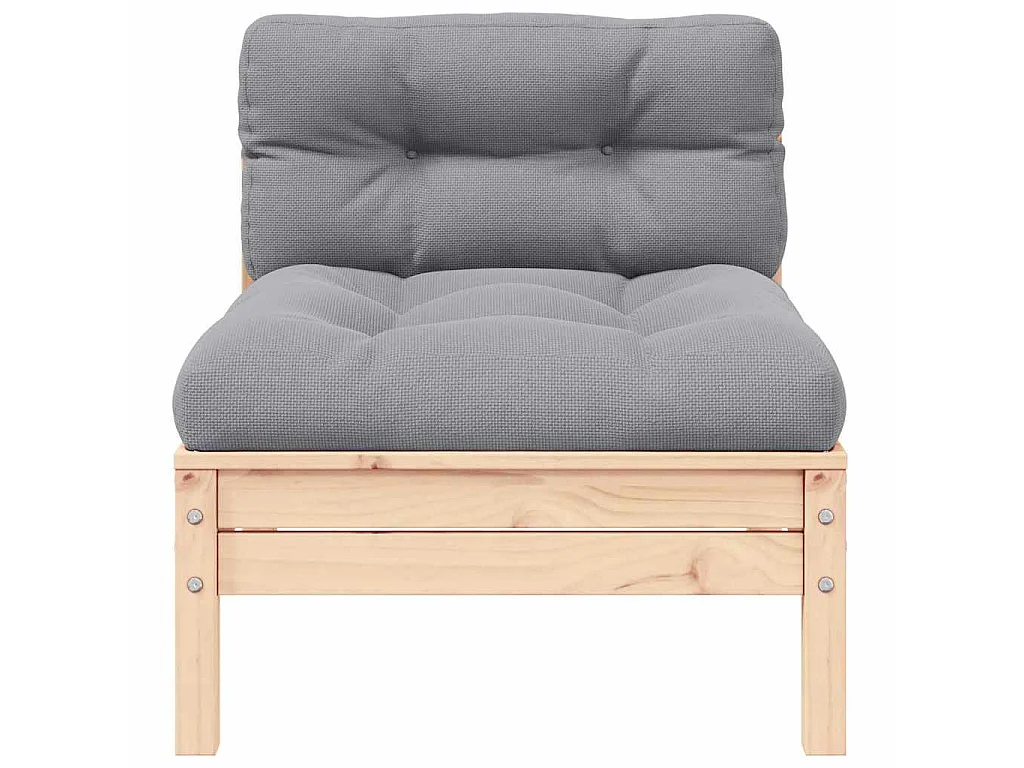 3-delige Loungeset met grijze kussens massief grenenhout