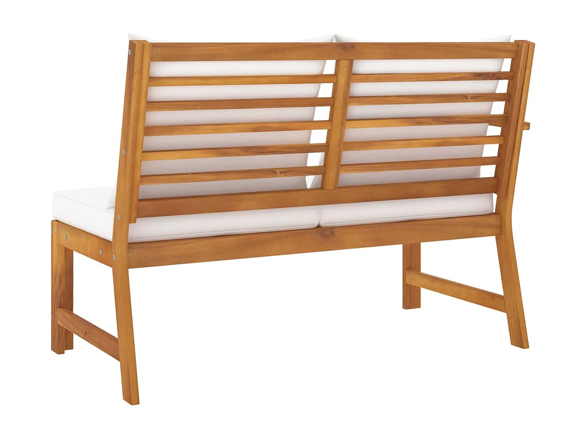 Gartenbank 114,5 cm mit Cremeweißen Kissen Massivholz Akazie