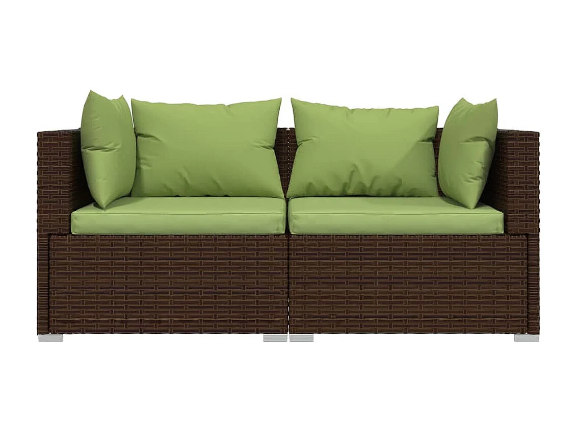 3-tlg. Garten-Lounge-Set mit Kissen Braun Poly Rattan