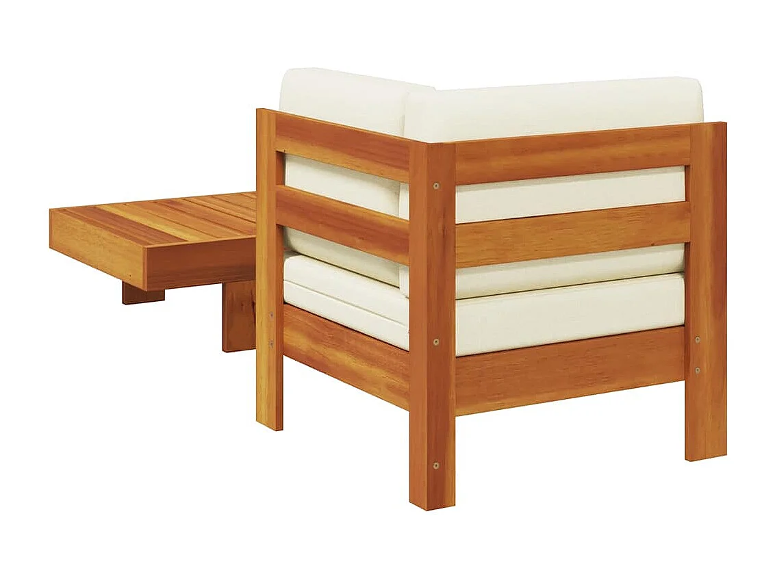 2-tlg. Garten-Lounge-Set mit Cremeweißen Kissen Akazienholz