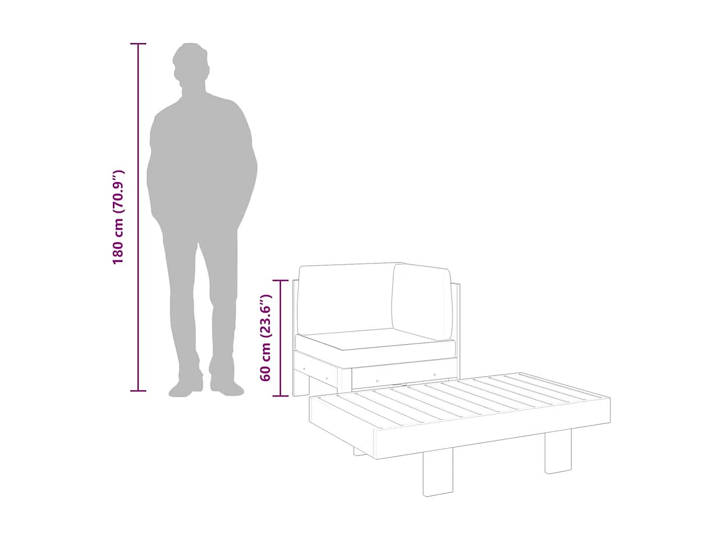 2-tlg. Garten-Lounge-Set mit Cremeweißen Kissen Akazienholz