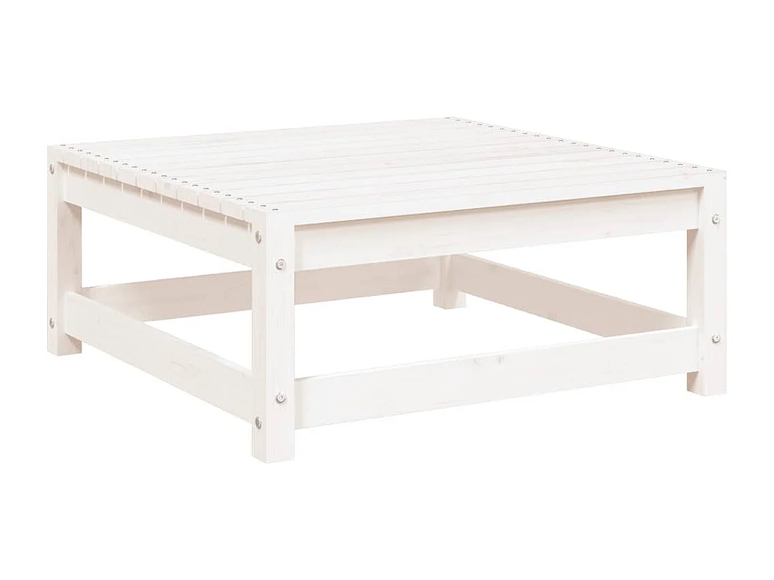 Sgabello da Giardino Bianco con Cuscino in Massello di Pino