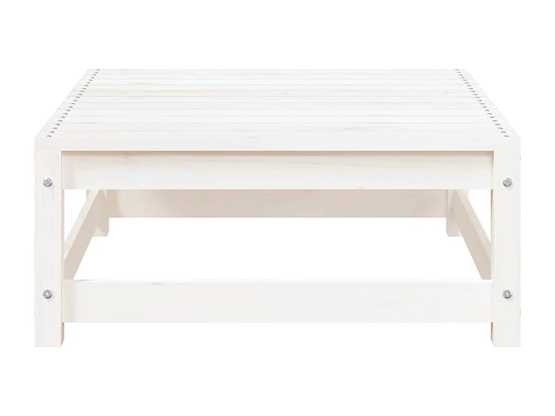 Sgabello da Giardino Bianco con Cuscino in Massello di Pino