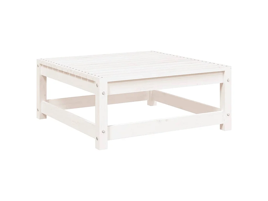 Garten-Fußhocker mit Kissen Weiß Kiefer Massivholz