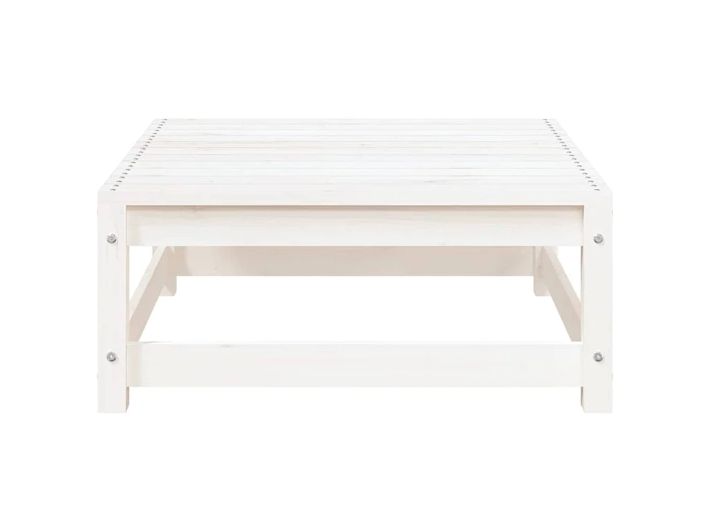 Garten-Fußhocker mit Kissen Weiß Kiefer Massivholz