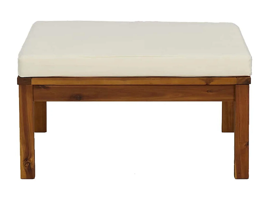 Salon de jardin 3 pcs avec coussins blanc crème Bois d'acacia
