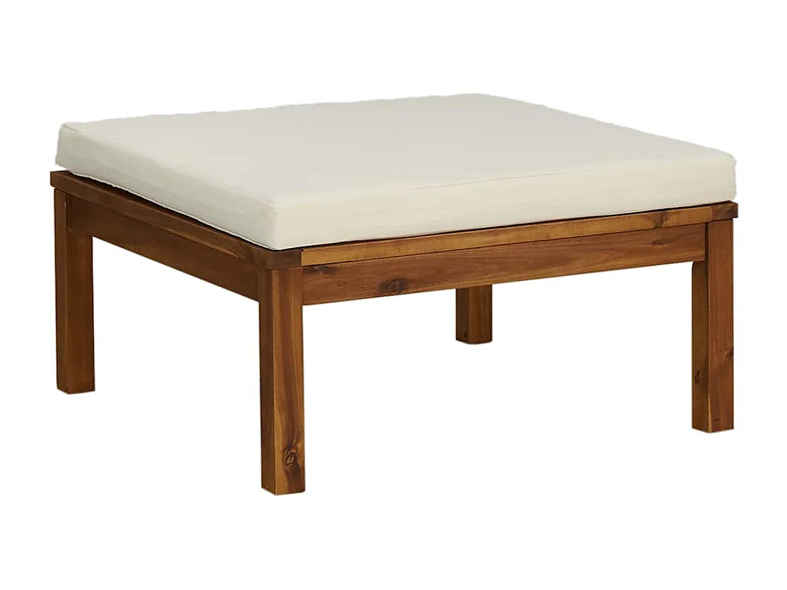 Salon de jardin 3 pcs avec coussins blanc crème Bois d'acacia