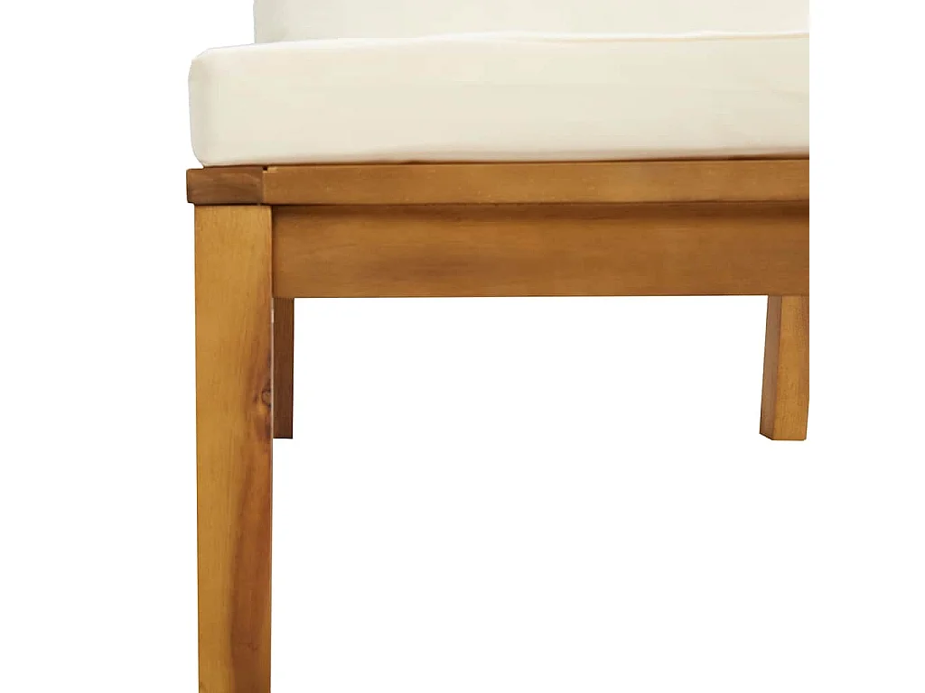 Salon de jardin 3 pcs avec coussins blanc crème Bois d'acacia