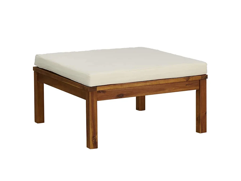 3-tlg. Garten-Lounge-Set mit Cremeweißen Kissen Akazienholz