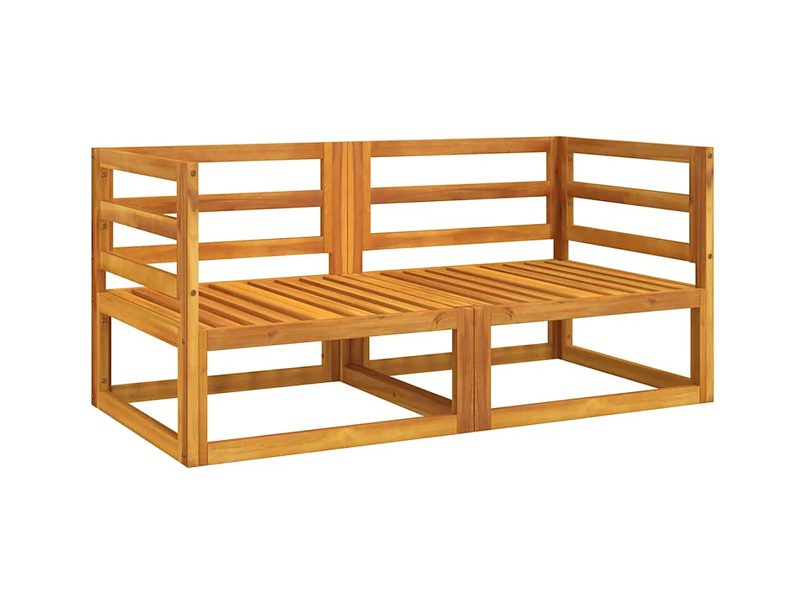 Canapés d'angle sectionnels 2 pcs coussins verts Bois acacia