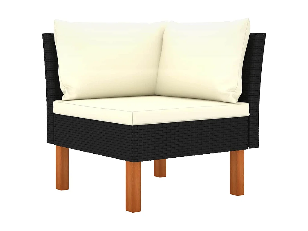 Set di Divani da Giardino 3 pz Polyrattan Massello di Eucalipto