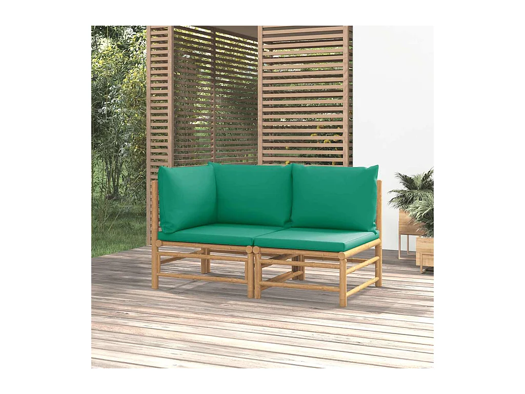 Salon de jardin 2 pcs avec coussins vert bambou