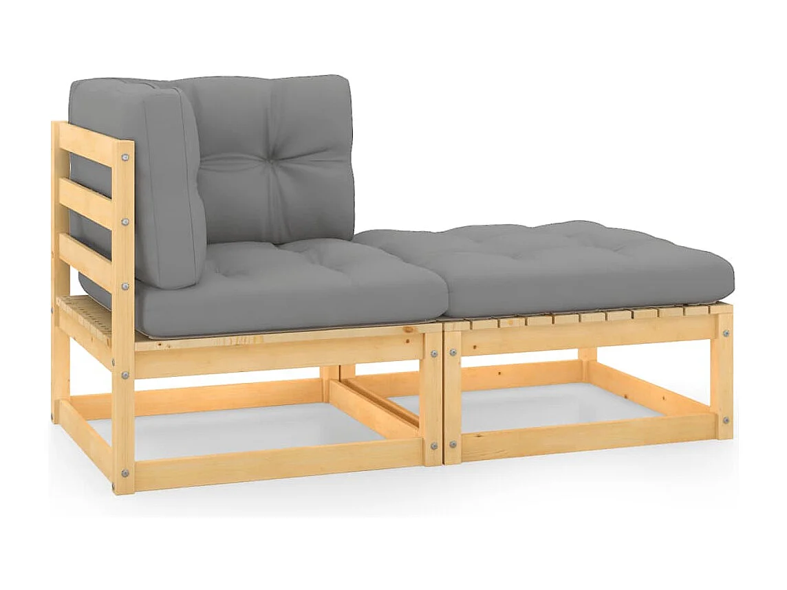 2-tlg. Garten-Lounge-Set mit Kissen Kiefer Massivholz