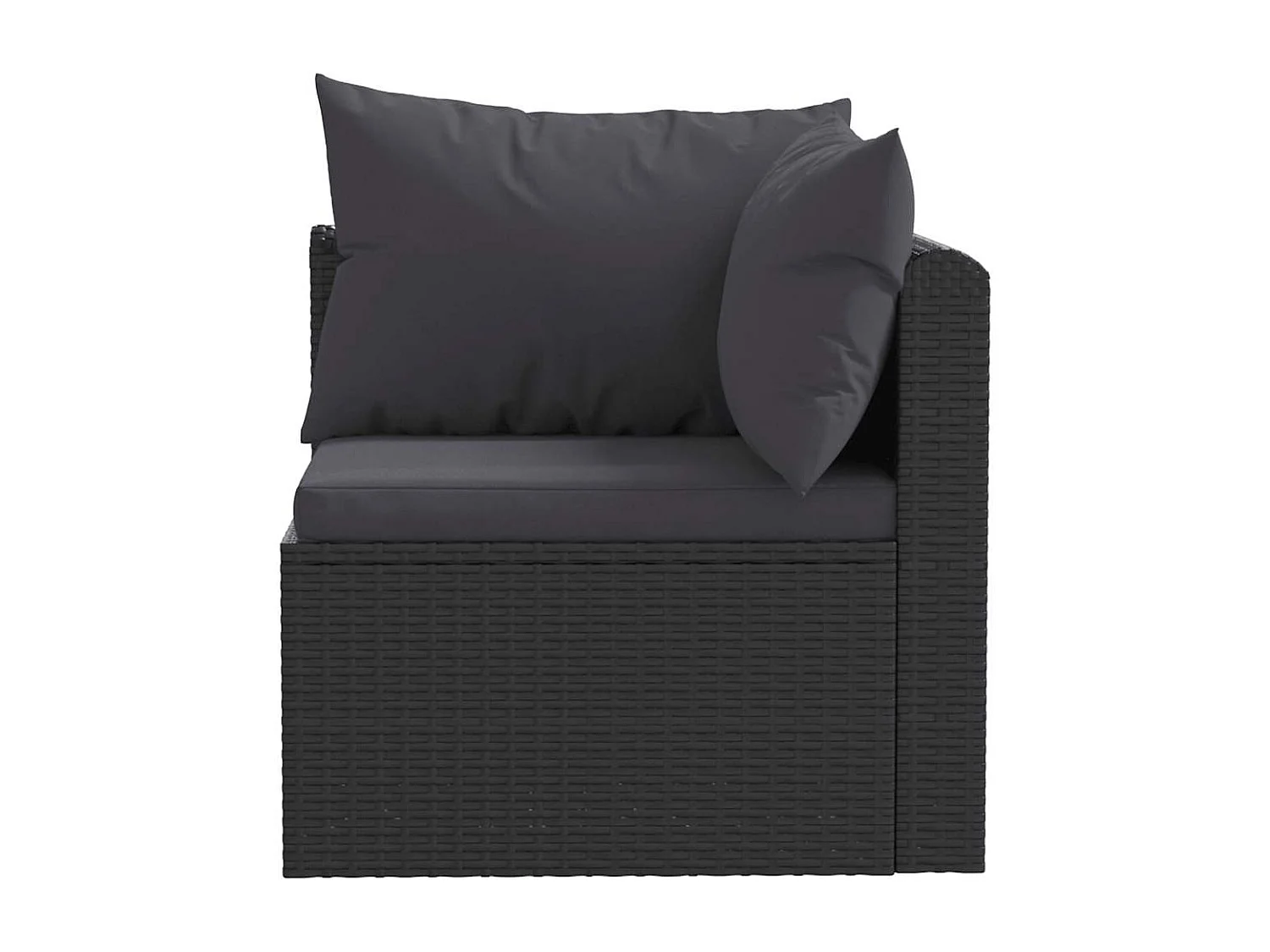 Salon de jardin 5 pcs avec coussins Résine tressée Noir