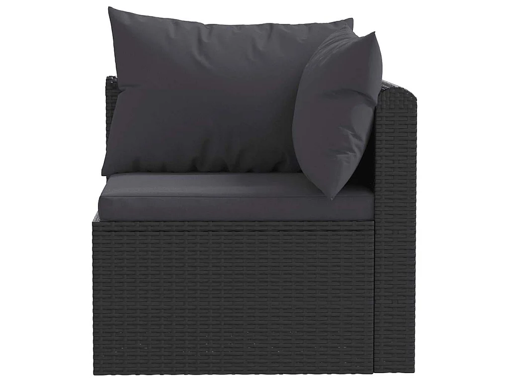 Salon de jardin 5 pcs avec coussins Résine tressée Noir