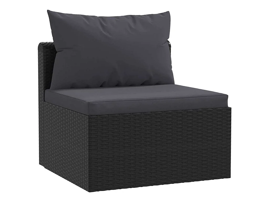 Salon de jardin 5 pcs avec coussins Résine tressée Noir