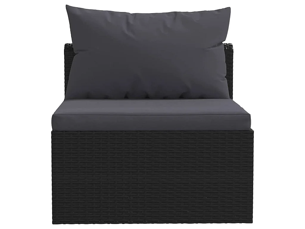 Salon de jardin 5 pcs avec coussins Résine tressée Noir