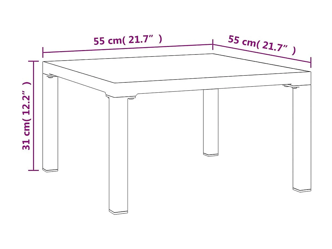 Salontafel tuin 55x55x31 cm DPC en staal grijs