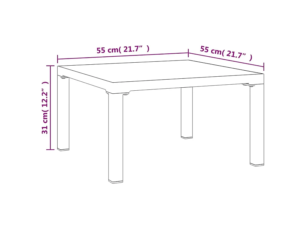 Table basse de jardin gris 55x55x31 cm DPC et acier