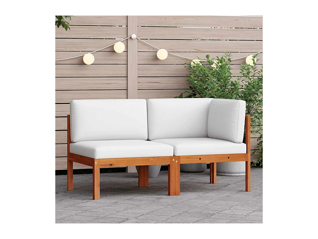 Salon de jardin 2 pièces avec coussins en bois d'acacia et corde