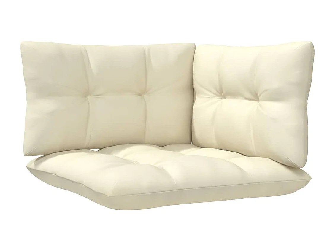 3-delige Loungeset met crèmekleurige kussens massief grenenhout