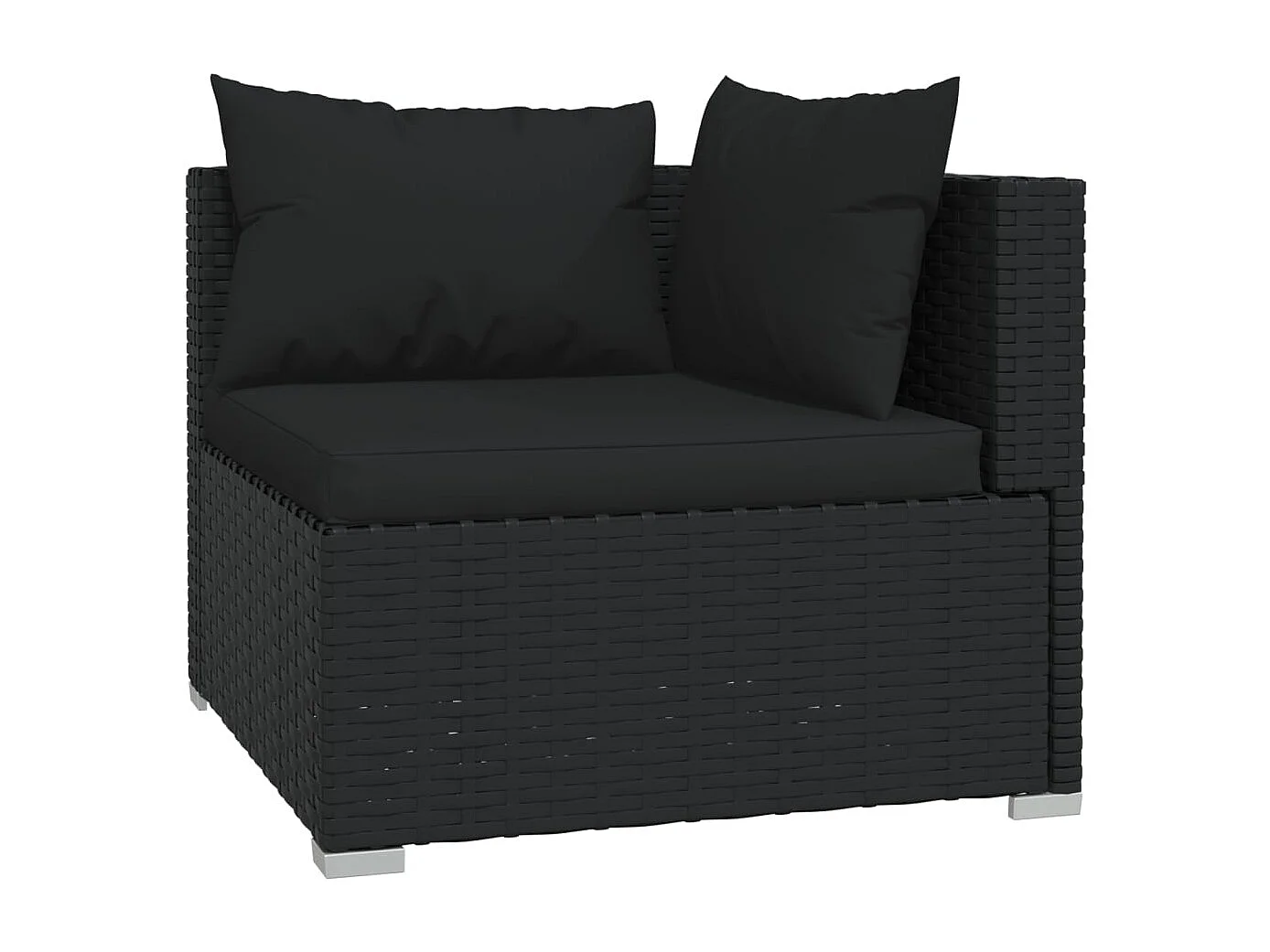 3-tlg. Garten-Lounge-Set mit Kissen Schwarz Poly Rattan