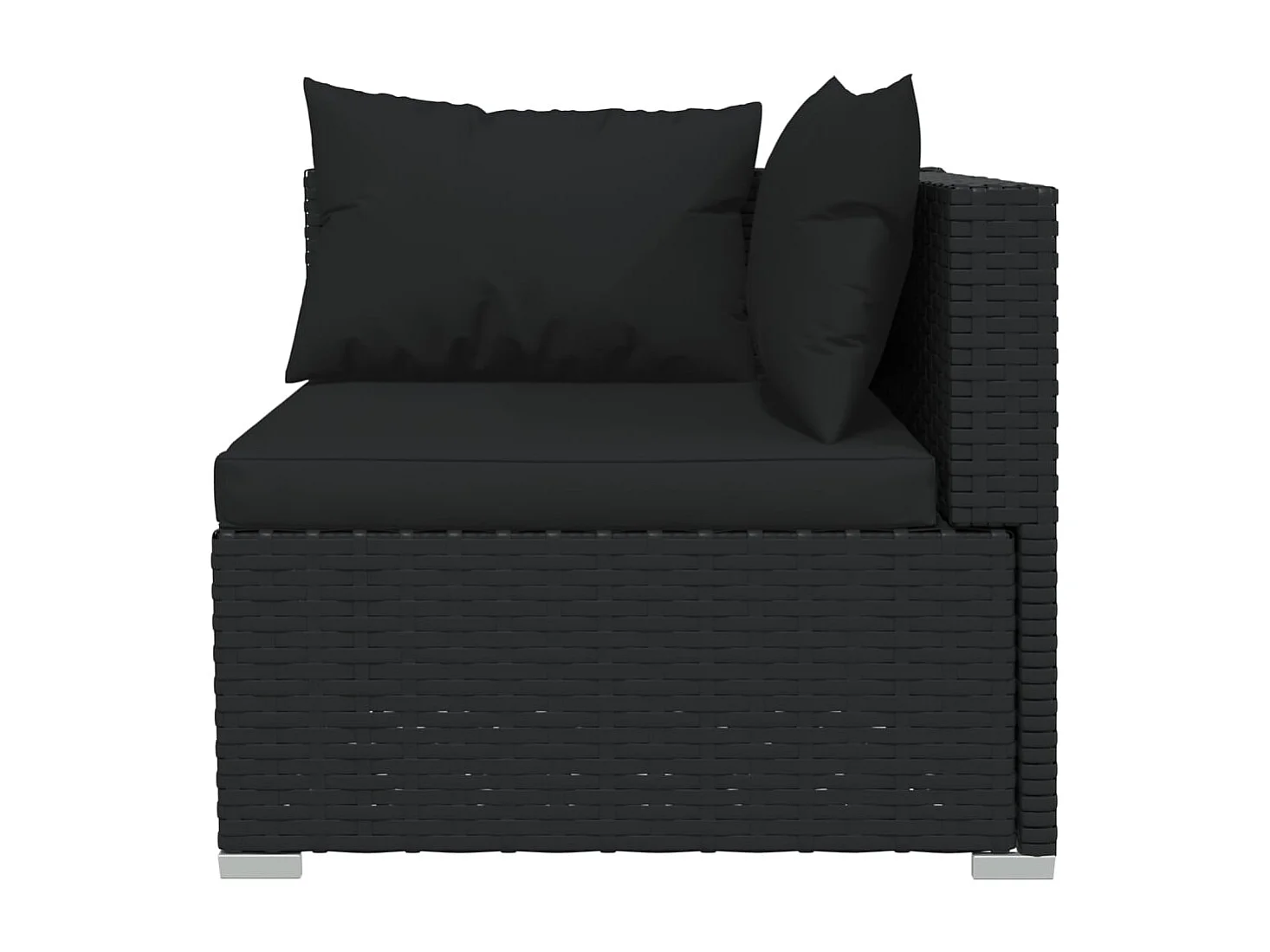 3-tlg. Garten-Lounge-Set mit Kissen Schwarz Poly Rattan