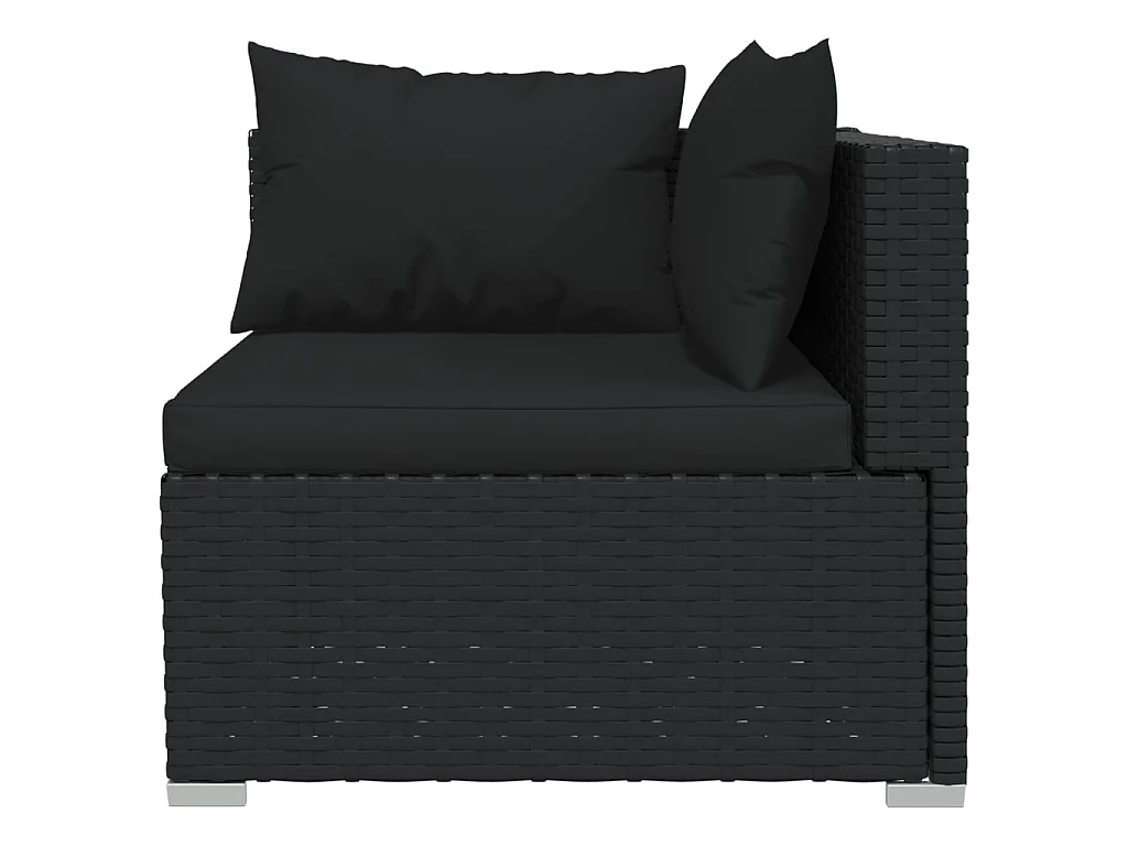 3-tlg. Garten-Lounge-Set mit Kissen Schwarz Poly Rattan