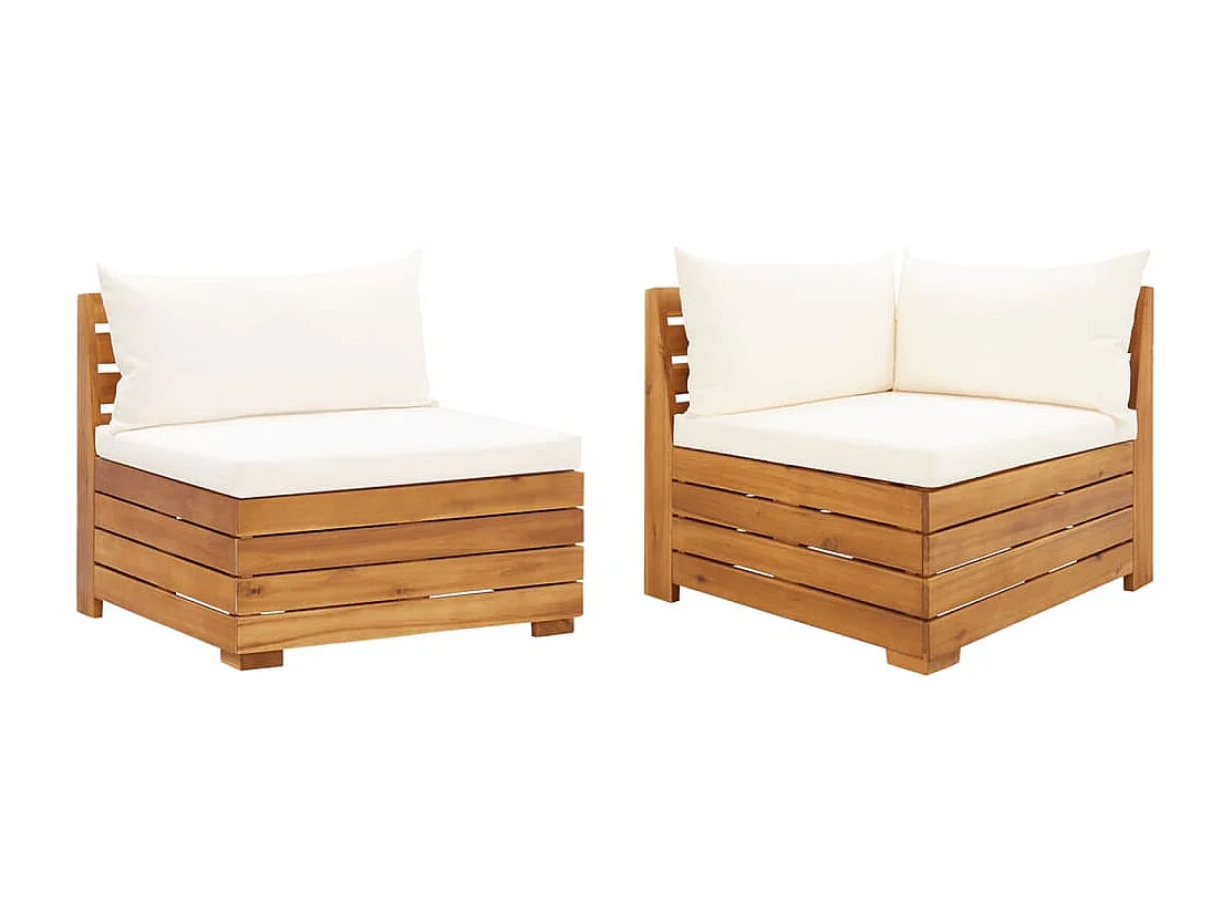 2 pcs conjunto lounge de jardim c/ almofadões acácia maciça