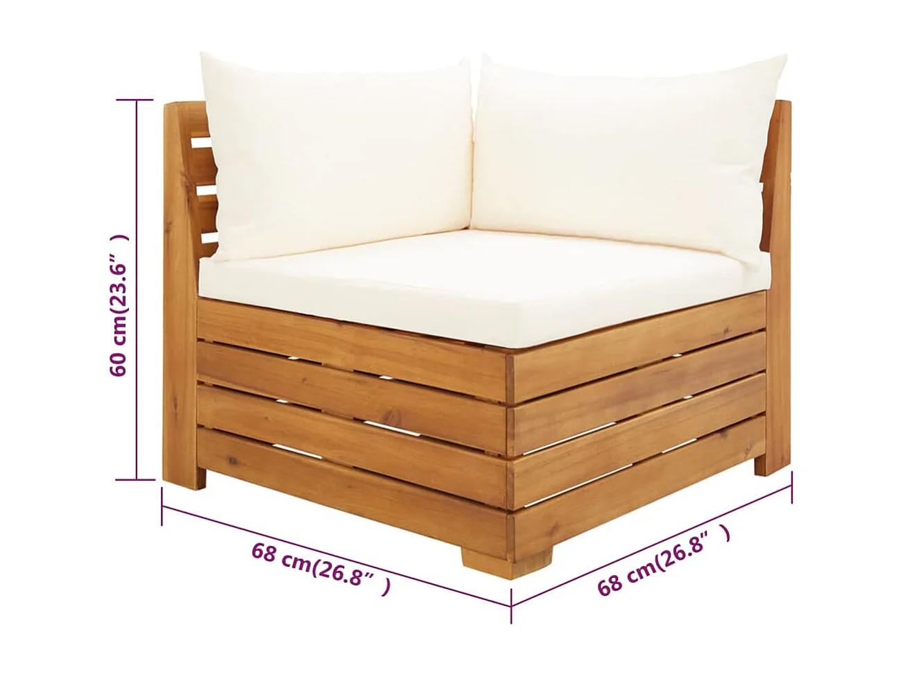 2 pcs conjunto lounge de jardim c/ almofadões acácia maciça