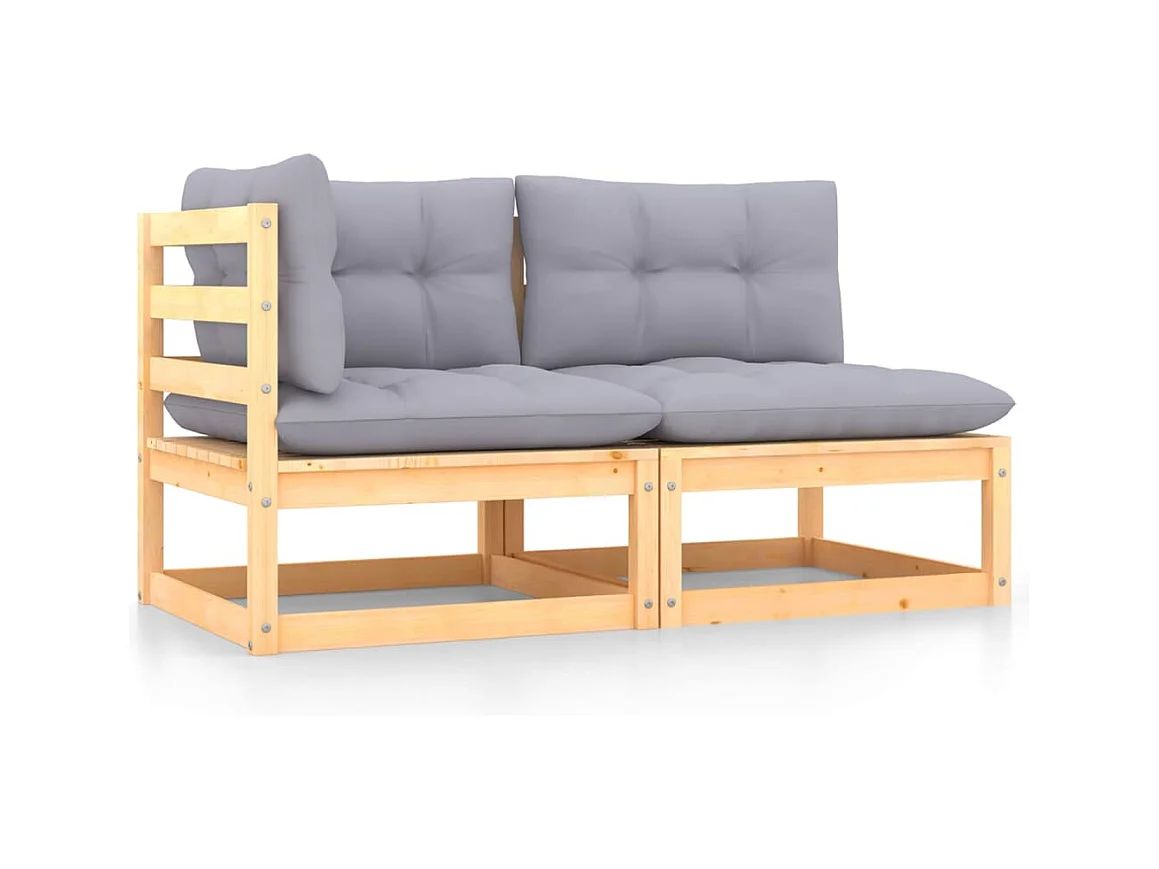 2-delige Loungeset met kussens massief grenenhout