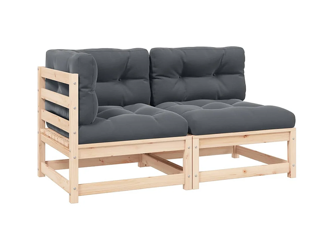 2-delige Loungeset met kussens massief grenenhout