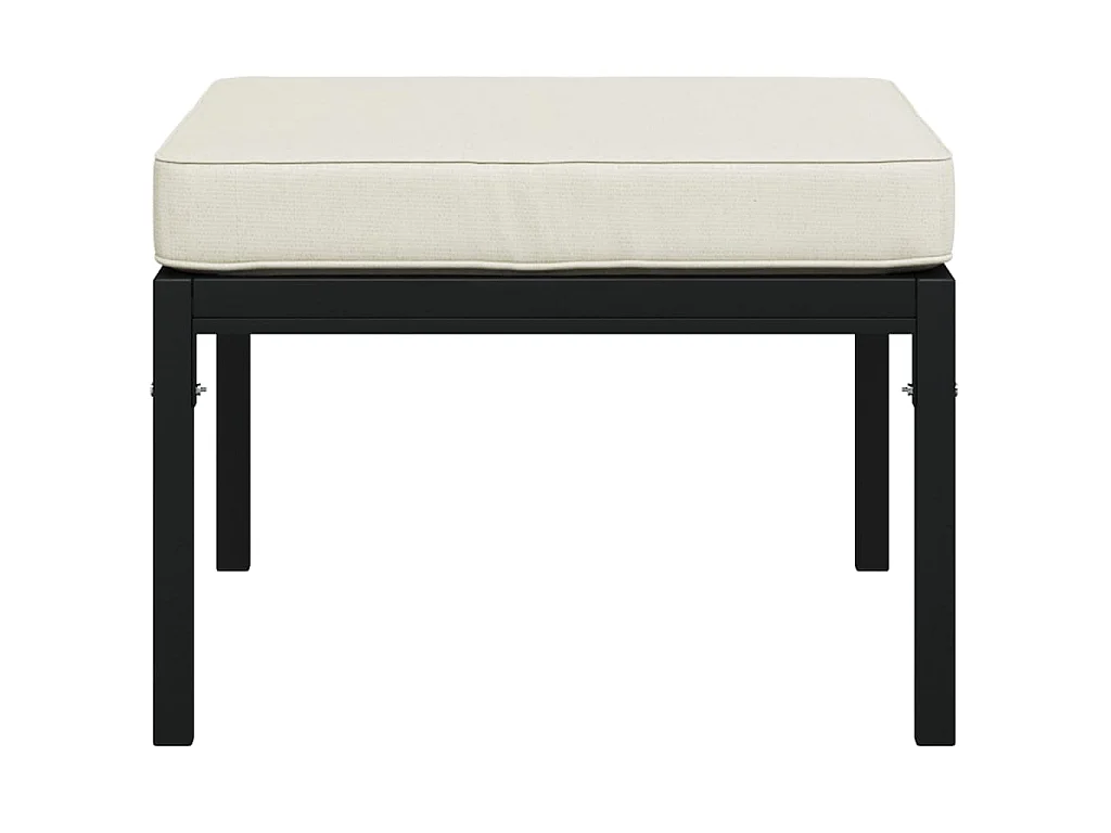 Tabourets de jardin et coussins sable lot de 2 60x60x35cm acier