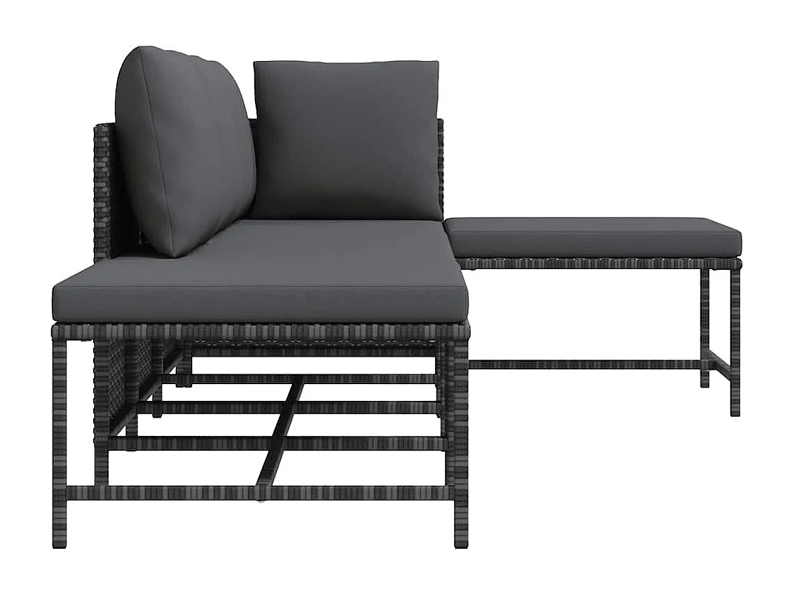 Salon de jardin 5 pcs avec coussins Gris Résine tressée