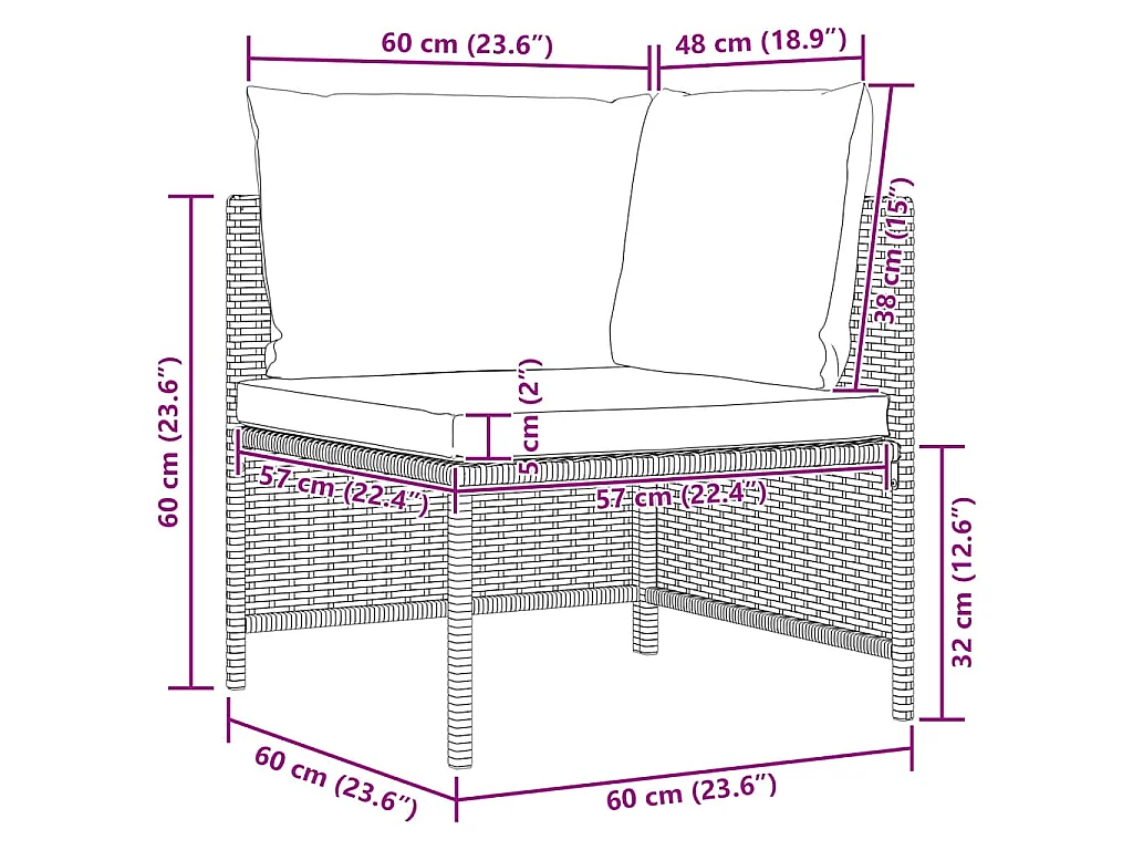 Salon de jardin 5 pcs avec coussins Gris Résine tressée