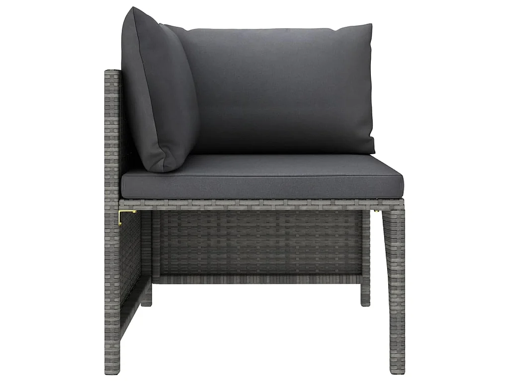 Salon de jardin 5 pcs avec coussins Gris Résine tressée