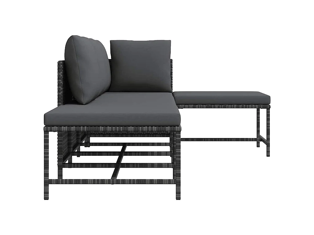 Salon de jardin 5 pcs avec coussins Gris Résine tressée