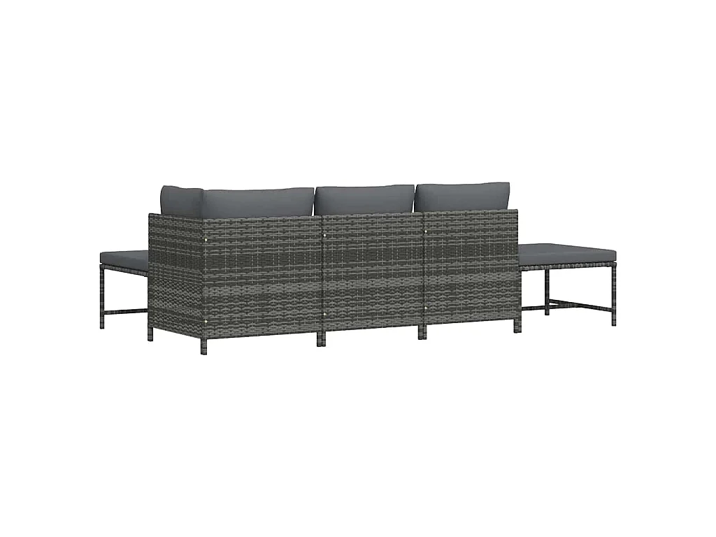 Salon de jardin 5 pcs avec coussins Gris Résine tressée